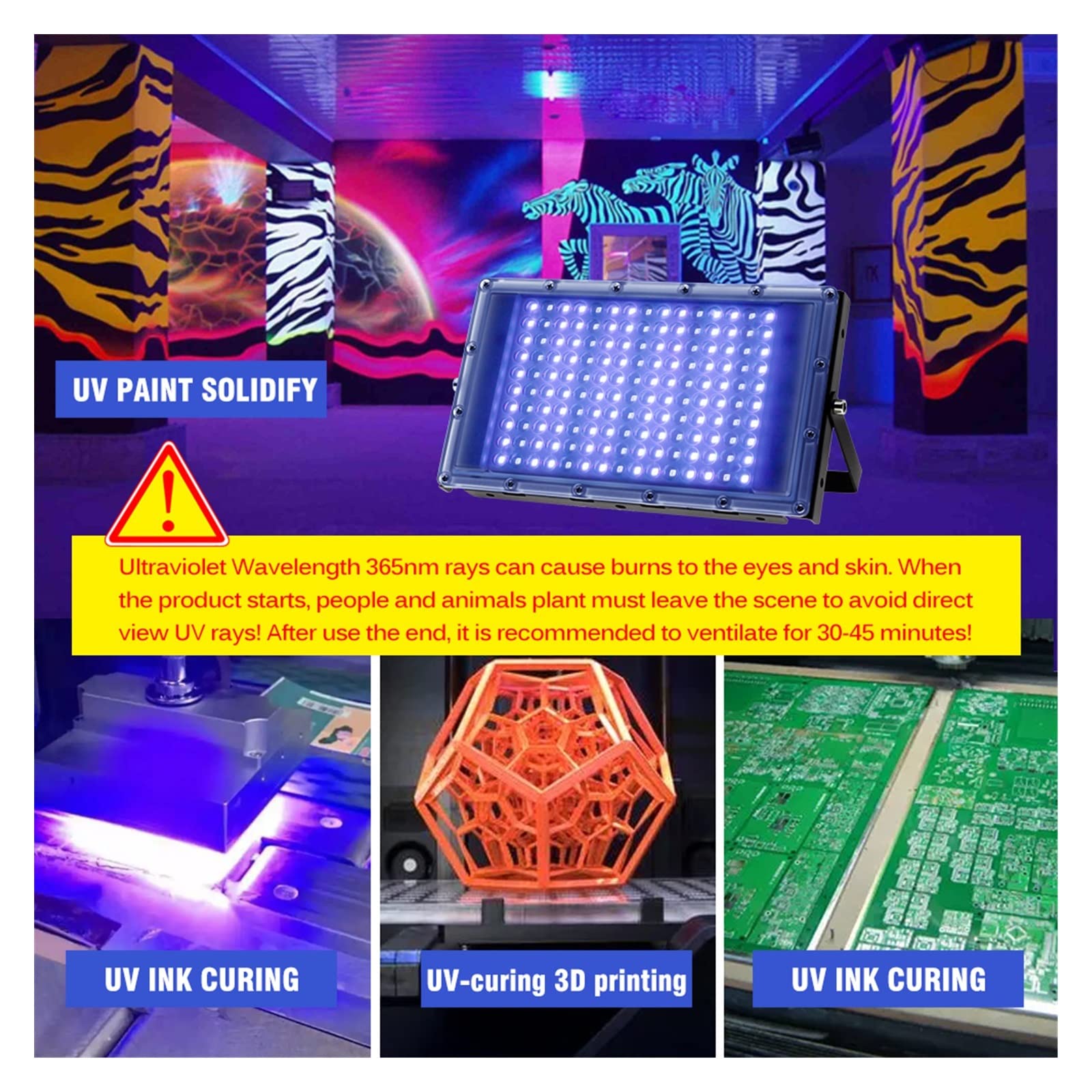 LED-UV-Gel-Härtungslampe, LED-UV-Flutlicht 150 LEDs 300 W UV-Licht wasserdichte Lampe for UV-Kleber-Härtung 3D-Druck-Leiterplatten-Härtung einfach zu bedienen
