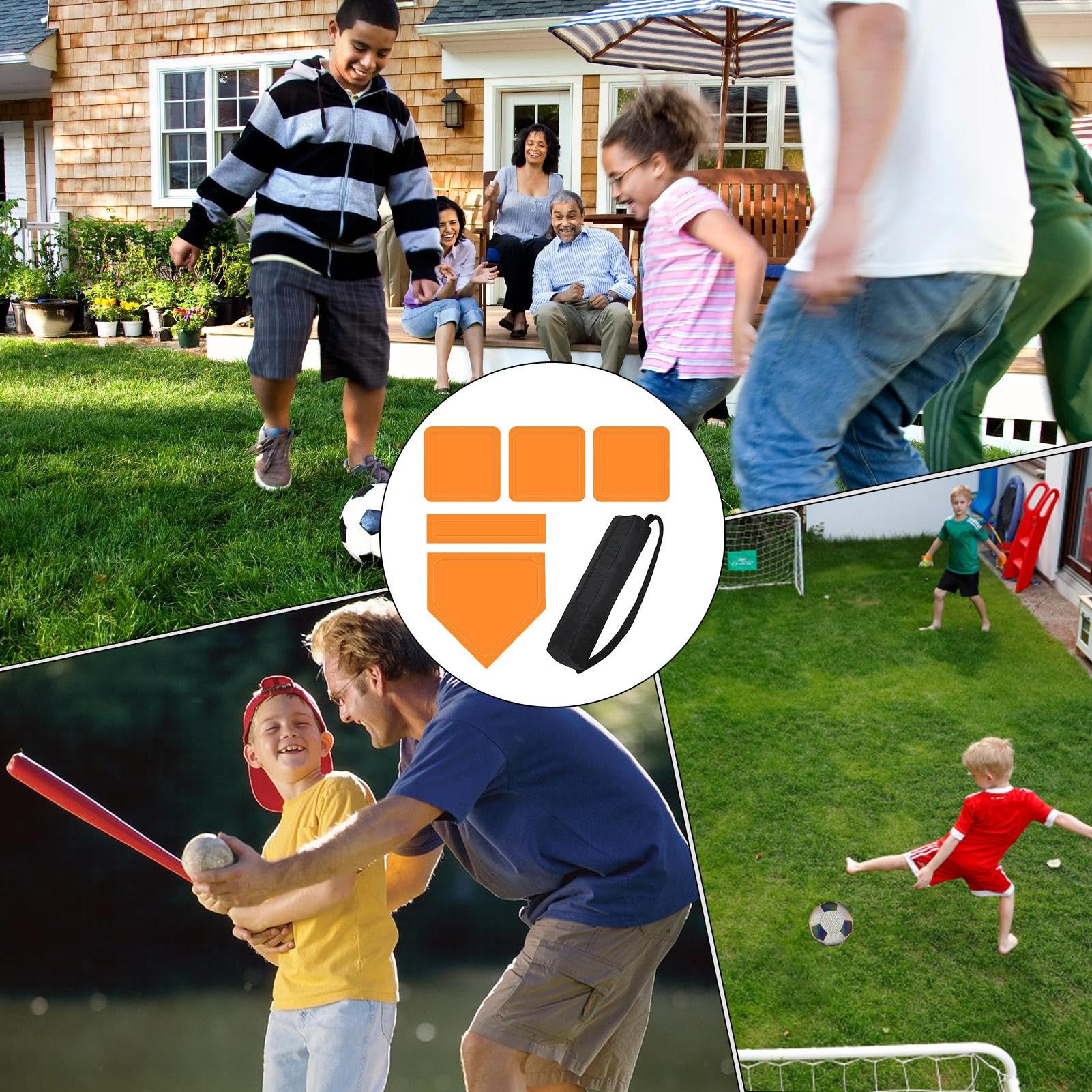 Base da baseball, base per palloni da calcio, set di base in, base di lancio da baseball per cortile, accessorio impermeabile per allenamento (con piastra di lancio e borsa per riporlo), ideale