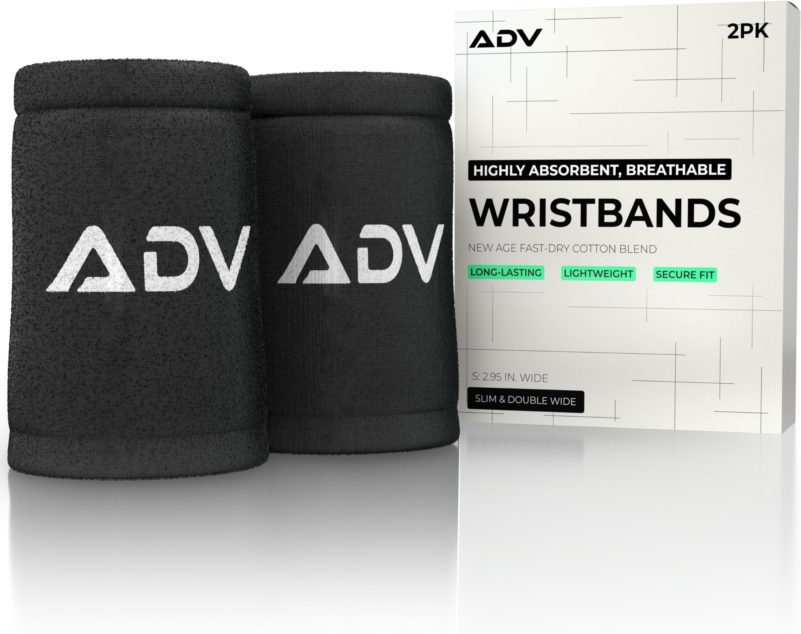 ADV Tennis & Pickleball Wristbands, Slim & Absorbent Wrist Sweatbands