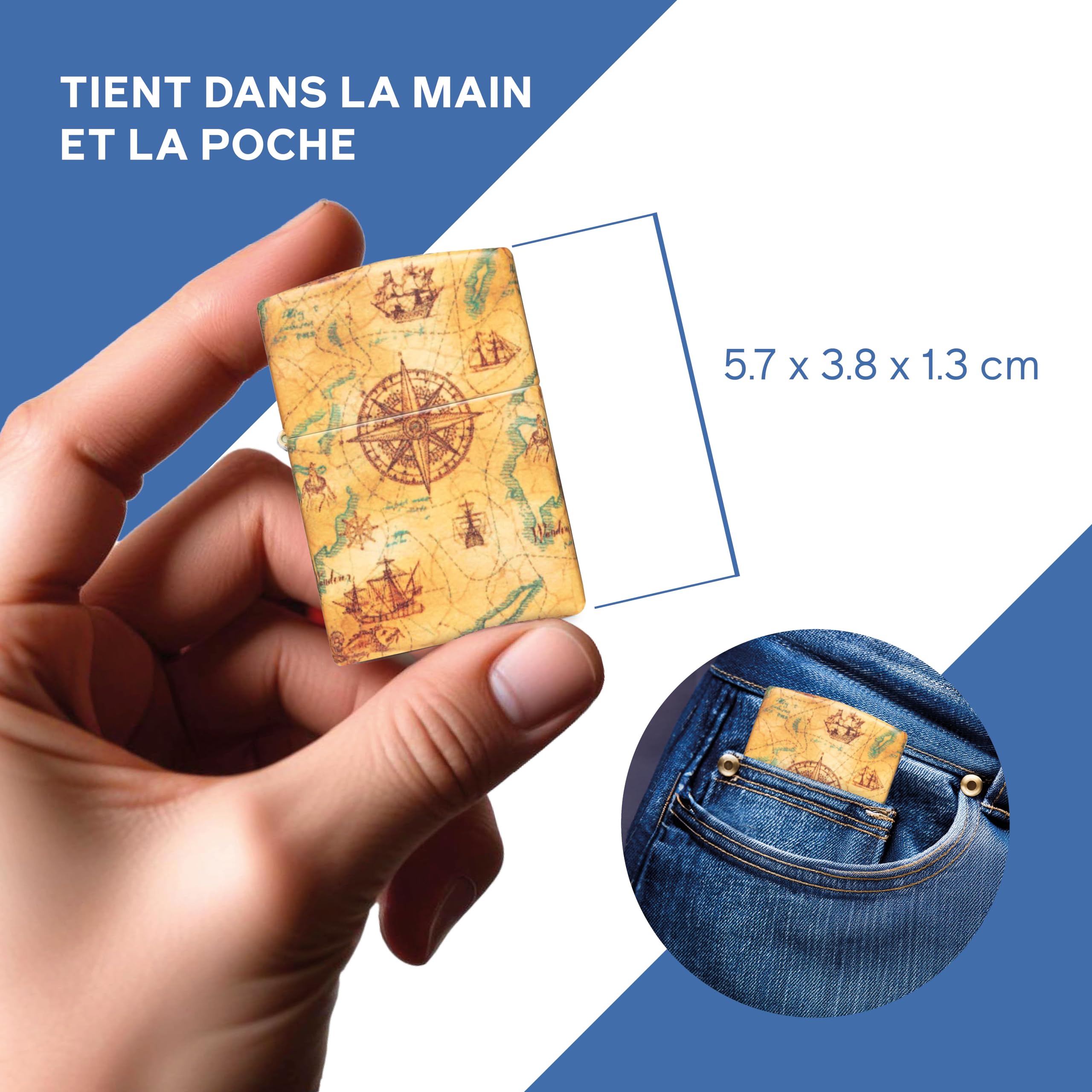 Zippo Briquet Tempête - Modèle Nautique - 540 Color, Multicolore - Rechargeable - Réutilisable - Design Coupe-Vent - Coffret Cadeau - Fabriqué aux États-Unis
