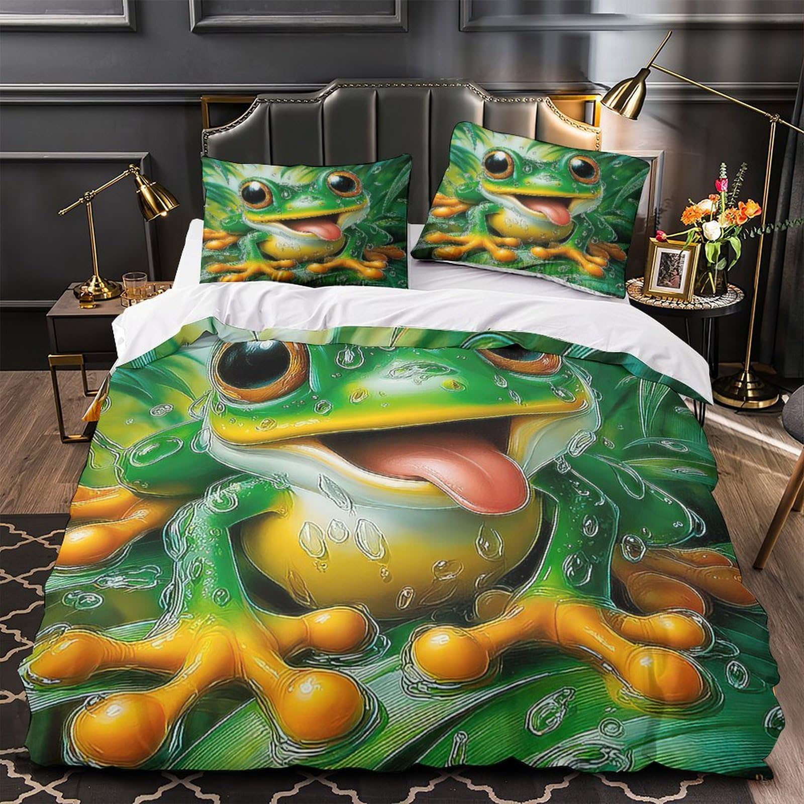 Parure de lit respirante effet super doux housse de couette 3D chien mignon zippée 260x220