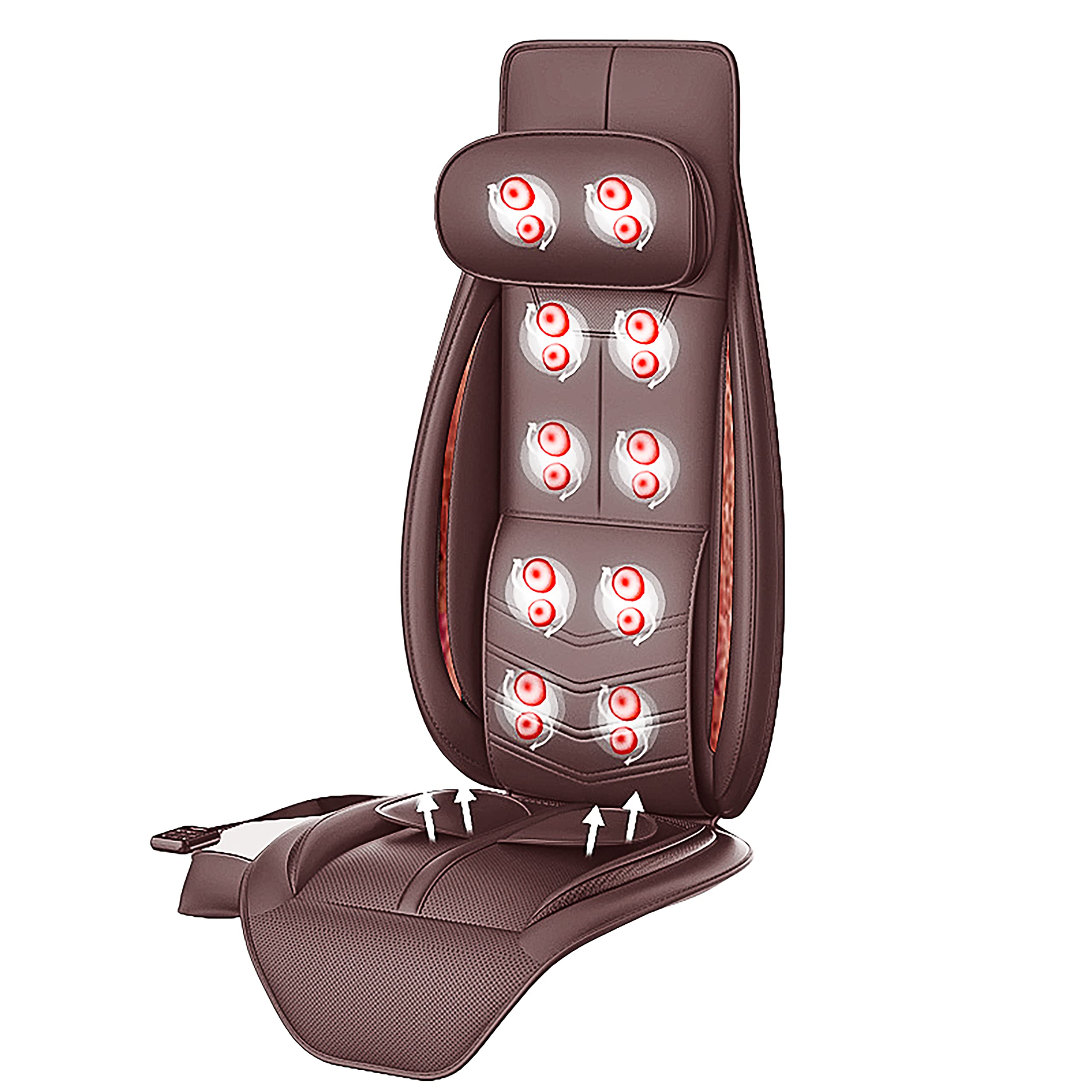 SKY LAND Neck and Back Cushion Massager With Rolling, airbag, 3D kneading Deep Tissue for the back w/built-in Fan, For Office, Home-EM-5226 Brown