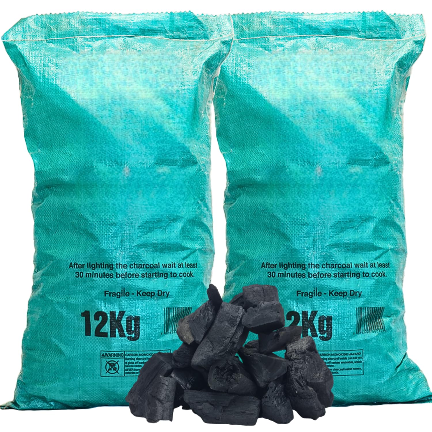 AMOS 2 x 12kg Restaurant Grade Lump Charcoal Professional Premium Quality Real Natural Hardwood Lumpwood BBQ Barbecue Grill Fuel