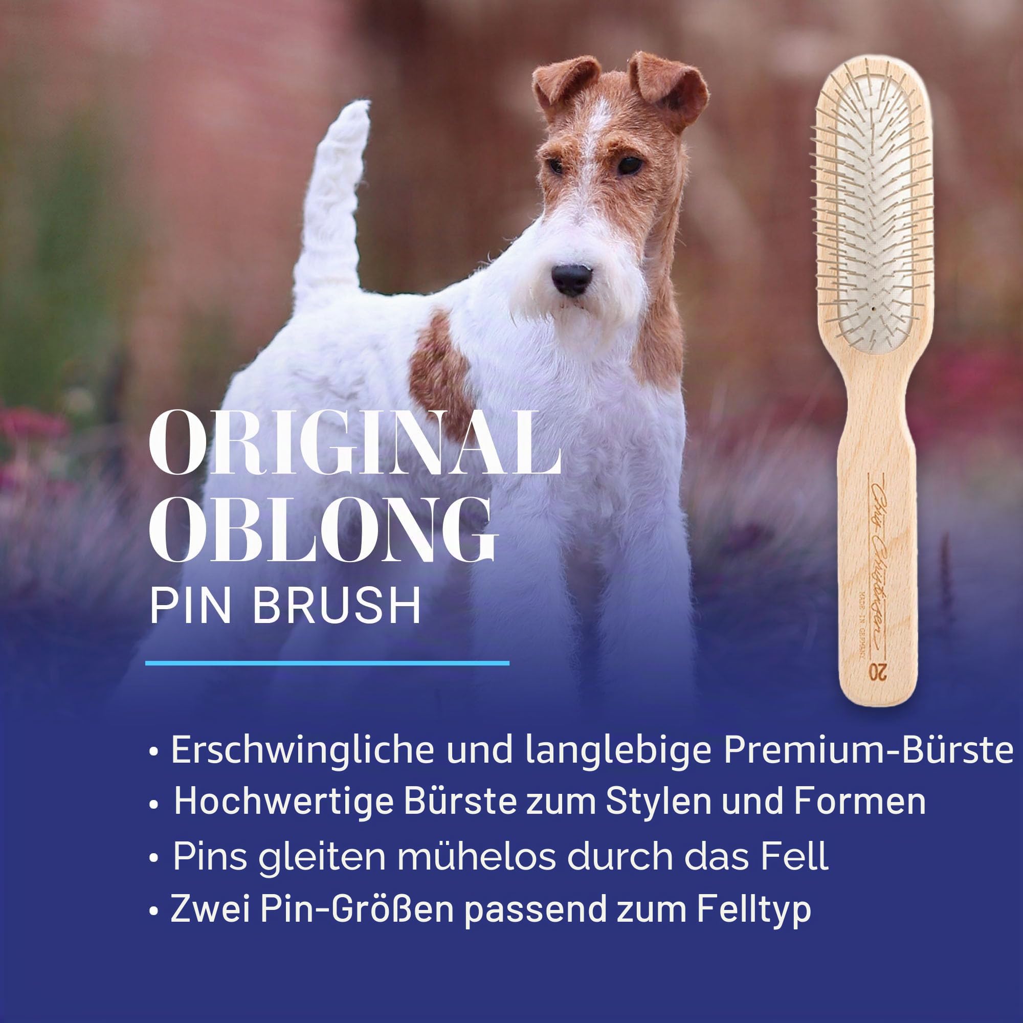 Chris Christensen Oblong Pin Brush Original for Pets 20mm