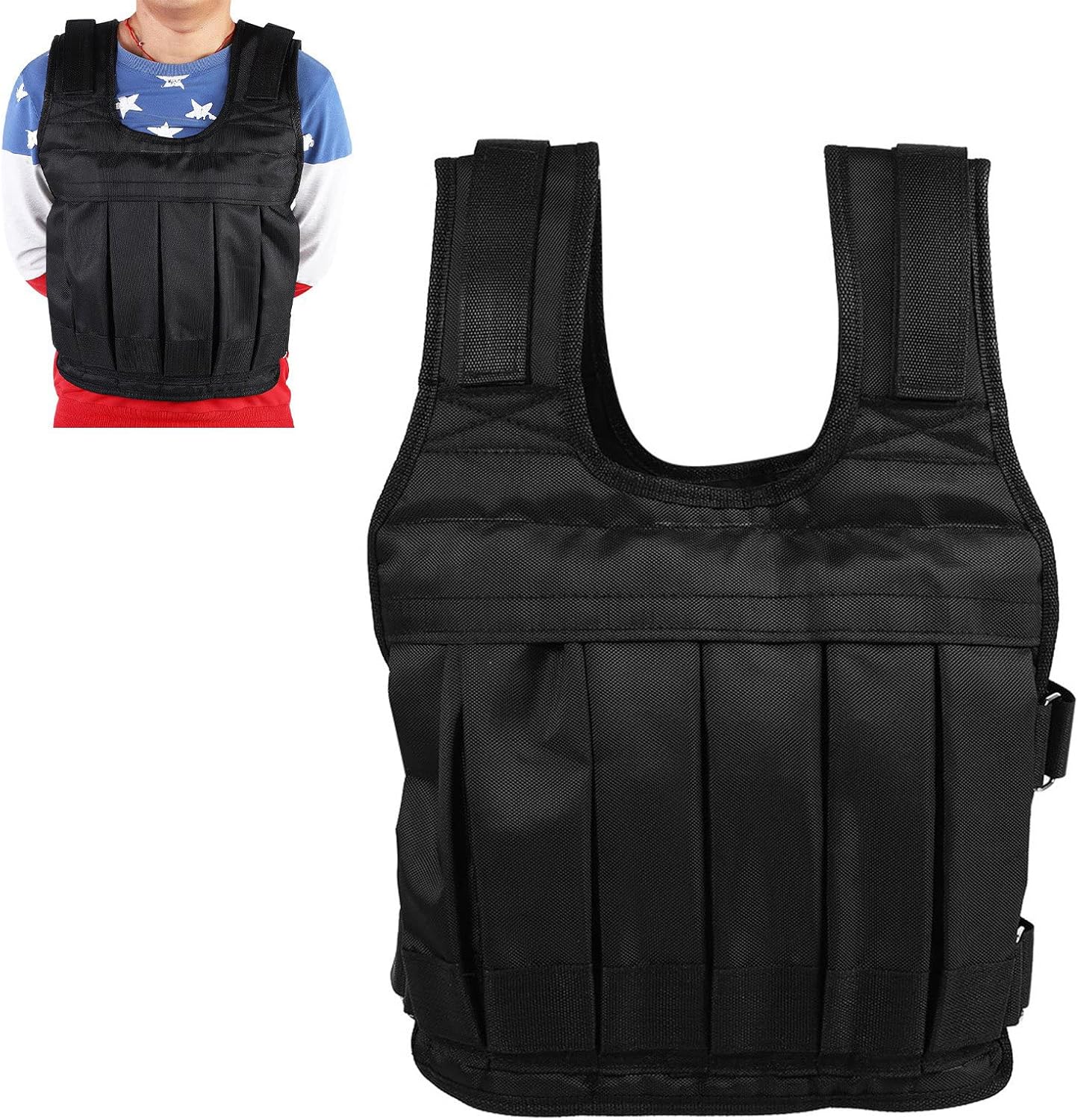 Weighted Vest, 110lbs Adjustable, Oxford Fabric Black Classic Design, for Strength Training Running Hiking Fitness Enthusiasts