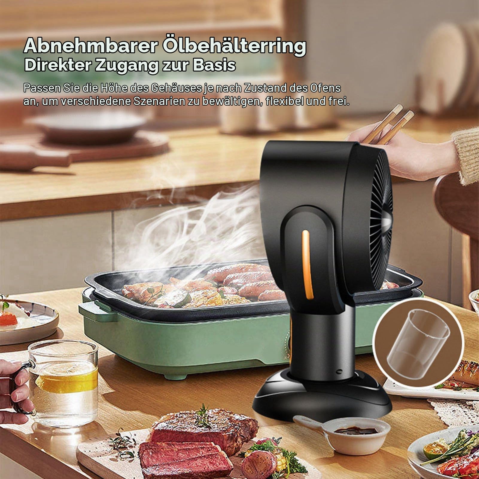 Tragbare Dunstabzugshaube, 5V 8W Desktop-Dunstabzugshaube mit 2 Windgeschwindigkeiten, Abnehmbarer Filter, Air Hood Tragbarer Abluftventilator für Innengrill, Hot Pot und