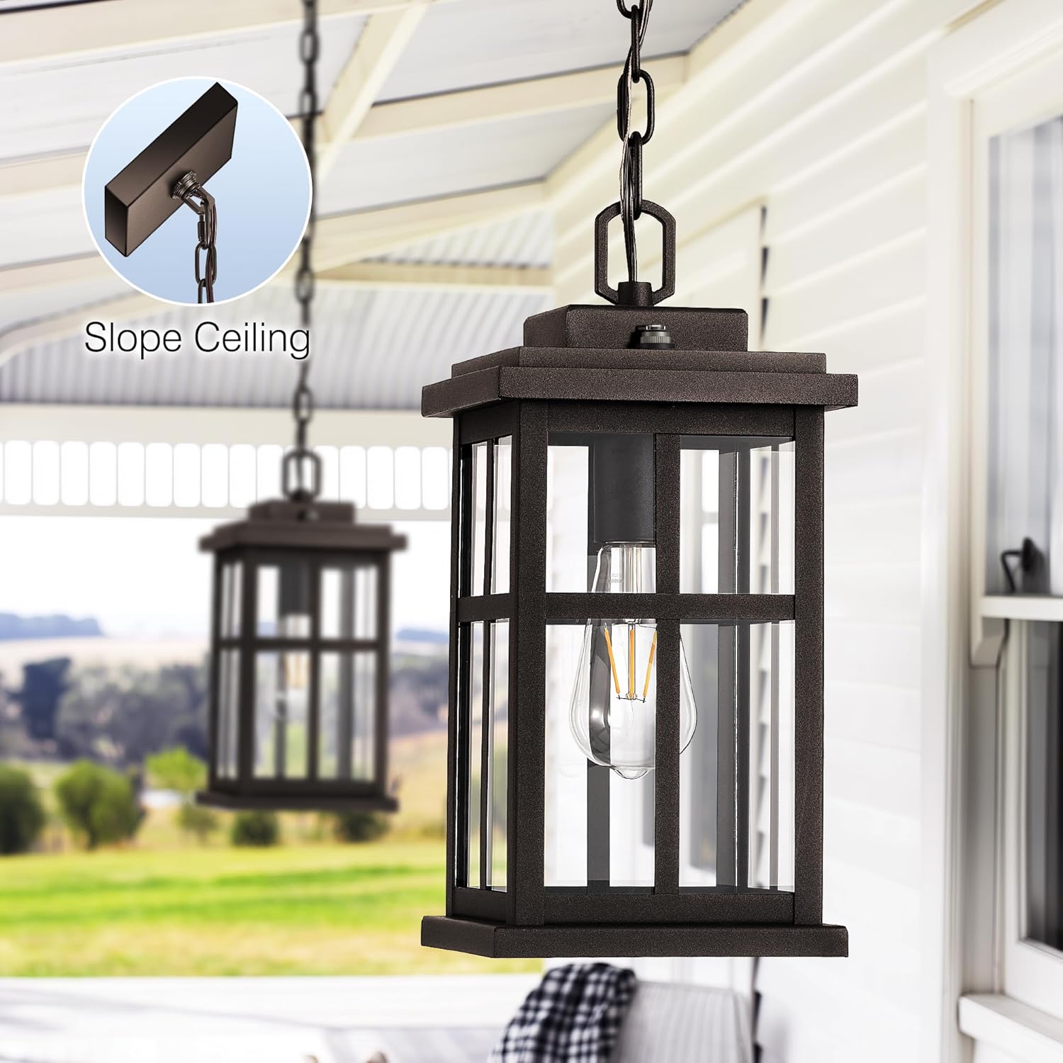 Brown Large Dusk to Dawn Outdoor Pendant Light & Brown Motion Sensor Outdoor Wall Light