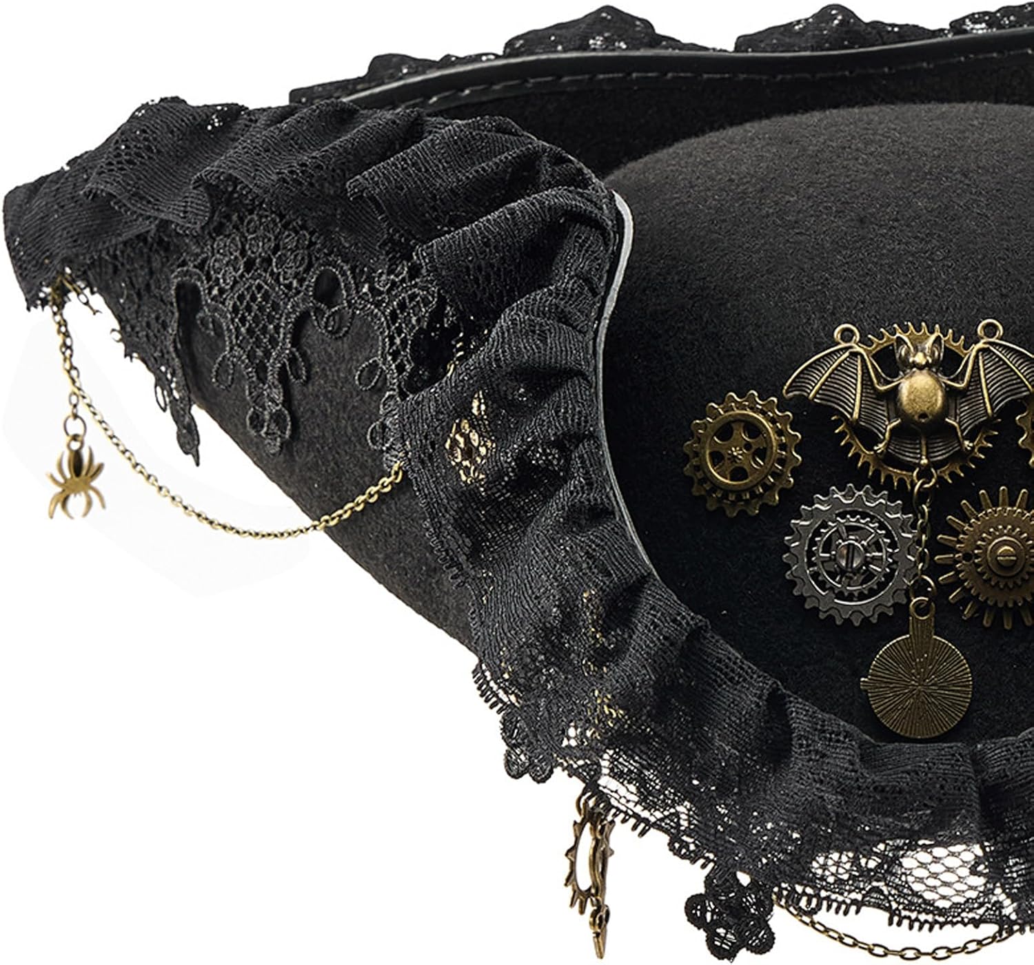 Adult Tricorn Pirate Hat With Lace Trim, Essential Headwear For Costume Parties, Stage Performances & Themed Vintage Historical Costume Accessory - Image 5