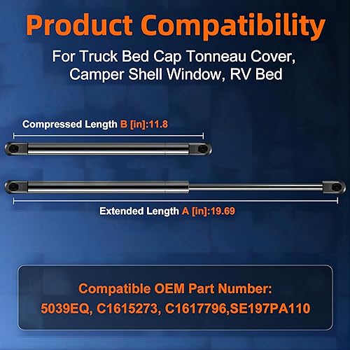 Miniatura 47 de Cantidad (2) SX172P10 soporte de elevación de amortiguador de gas de 17 pulgadas, 10 lb/44N, para tapa de caja de herramientas, puerta