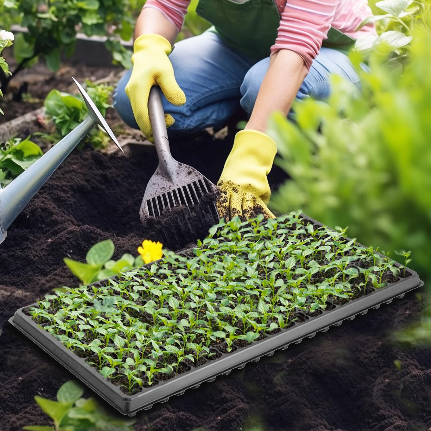 200 Cell Plug Tray, 10pcs-Pack Thick Durable Seed Starter Flats Vegetable Fruit Seeds Seedling Plastic Plug Farmer Nursery Trays Propagation - Image 5