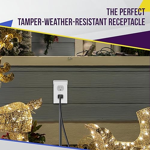 Miniatura 6 de ENERLITES Receptáculo dúplex, resistente a manipulaciones a la intemperie, salida exterior de grado residencial, 15A 125V, autoconexión a tierra, 2