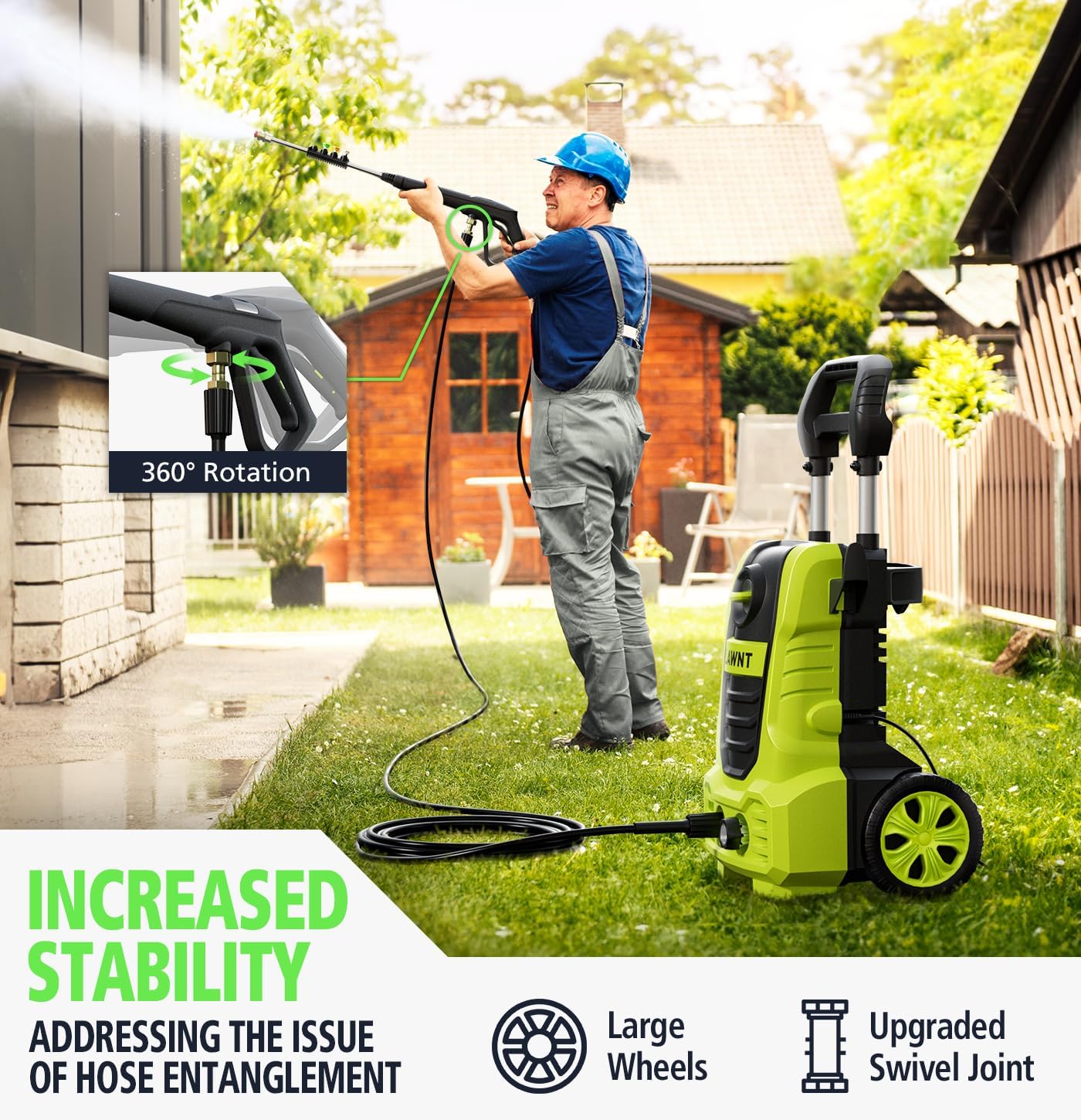 Electric Pressure Washer, 26 FT Hose Pressure Cleaner 2030 PSI with 4 Nozzles Tips,Surface Cleaning with Upgraded Swivel Joint for Car/Fences/Patios/Daily Needed Light Green