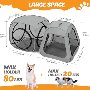 Portable Cat Playpen, Trapezoidal Design for Better Standing, Foldable Pet Tent for Indoor and Outdoor Use of Kitten and Puppy, Dog Play Enclosure with Removable Bottom, Cat Houses & Condos