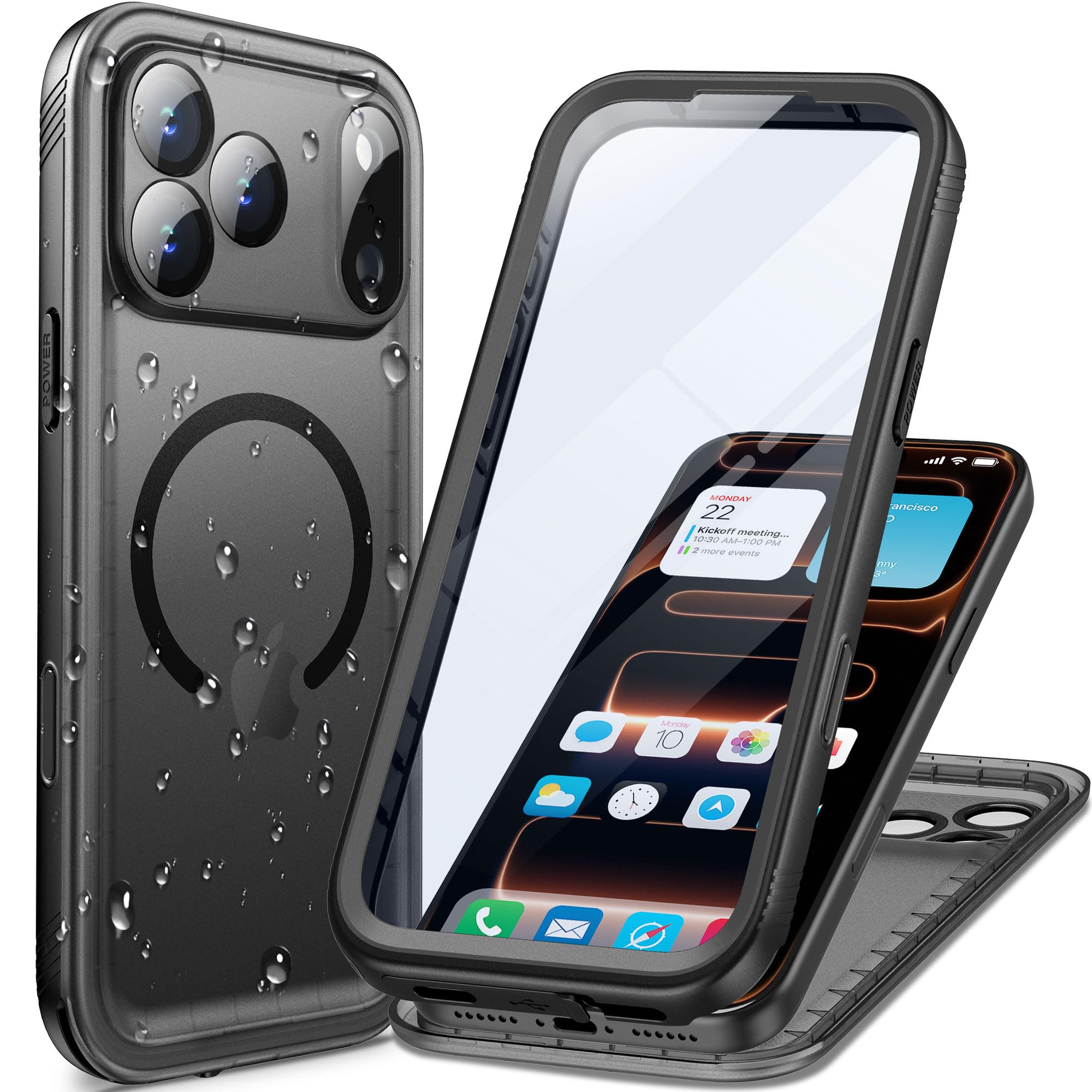 Cozycase TOP Cover Protettiva Magnetica Per iPhone 17 Pro Impermeabile Antiurto Compatibile con Magsafe IP68 Subacquea Antipolvere 360 Completa Integrale Custodia 17Pro Militare Resistente Waterproof