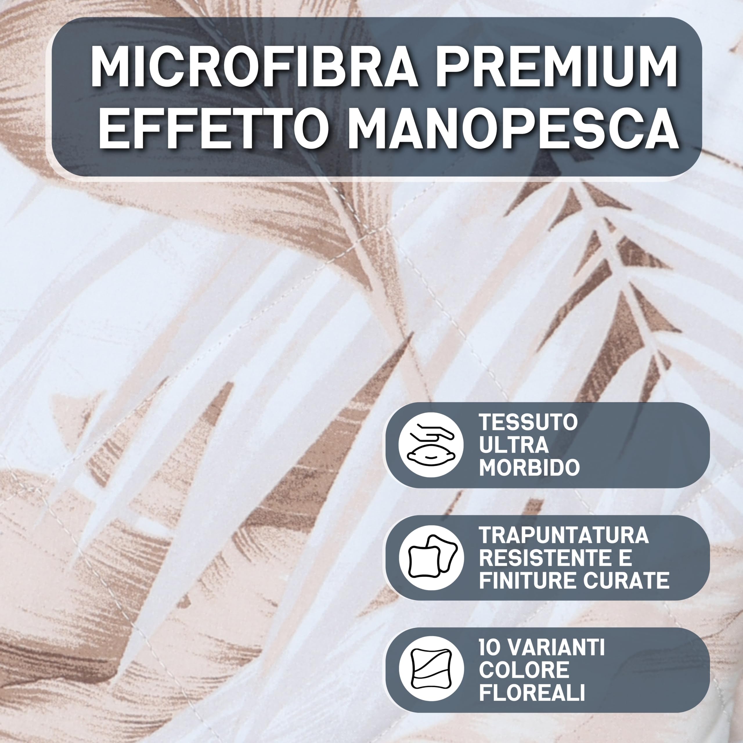 Clara Home Trapuntino Primaverile, Copriletto Mezza Stagione in Microfibra Effetto Velluto, Trapunta Leggera Jacquard Foglie, Coperta Letto Morbida Made in Italy, 1 Piazza, Adele Beige