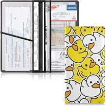 linqin Car Registration and Insurance Card Holder, Rubber Duck Yellow White Glove Box Organizer Card Document Wallet