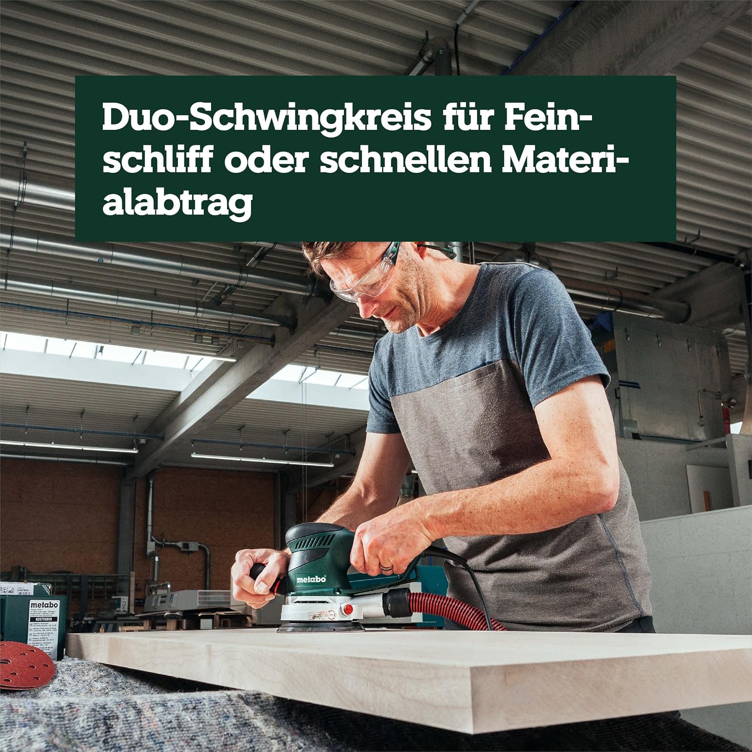 Metabo Exzenterschleifer SXE 450 TurboTec – 600129000 – Mit patentierter Duo-Schwingkreisverstellung, Vario (V)-Elektronik u. v. m. – Nennaufnahmeleistung: 350 W – 4 m Kabellänge