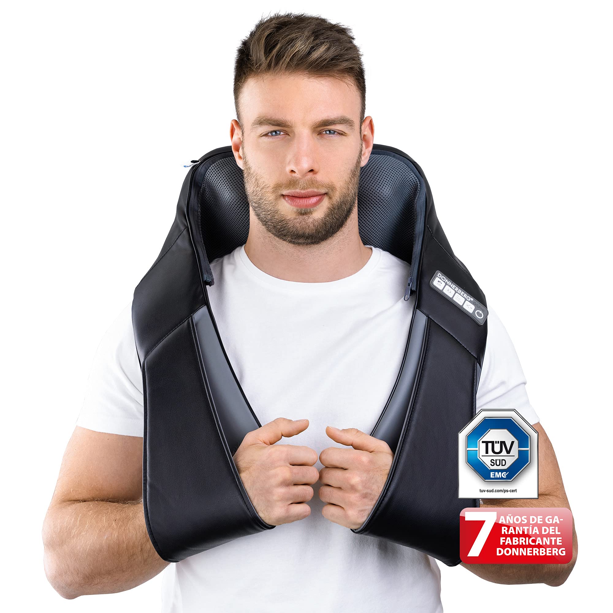 Donnerberg® Masajeador Cervical y Espalda Masajeador de Cuello con 2 tecnicas de Masaje Shiatsu y Tapping - Calor Infrarrojo Calidad alemana 7 AÑOS DE GARANTÍA- Regalo Ideal para ella/él