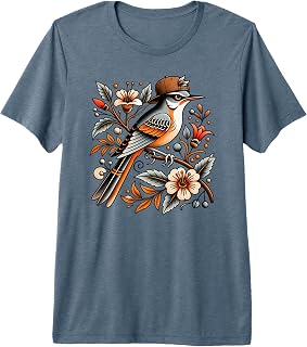 Hip Bird Wearing a Snapback Hat, Birdwatching Premium Tri-Blend T-Shirt
