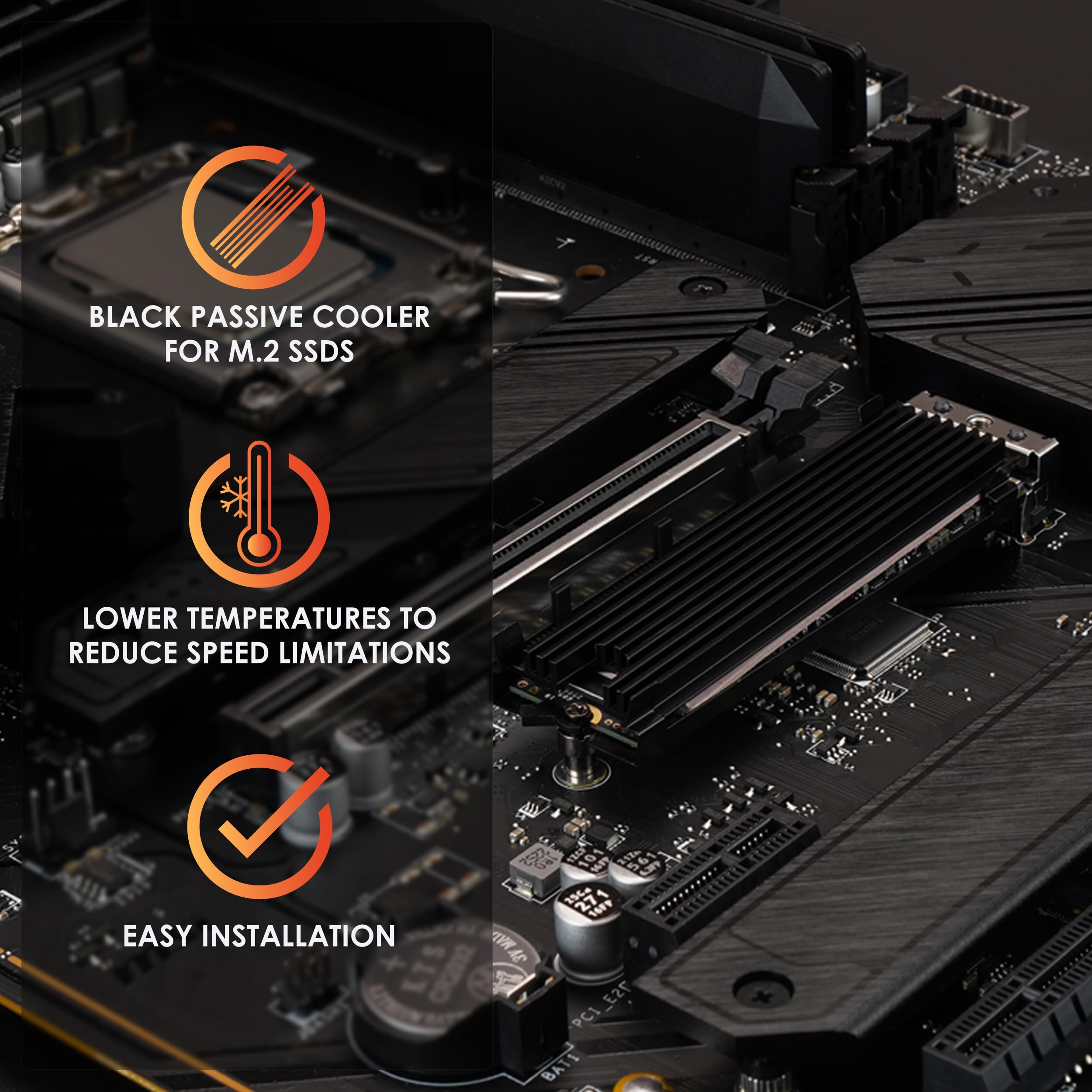 Thermal Grizzly M.2 SSD chłodnica termiczna - 2 x podkładka termiczna, estetyczny czarny kolor, radiator SD