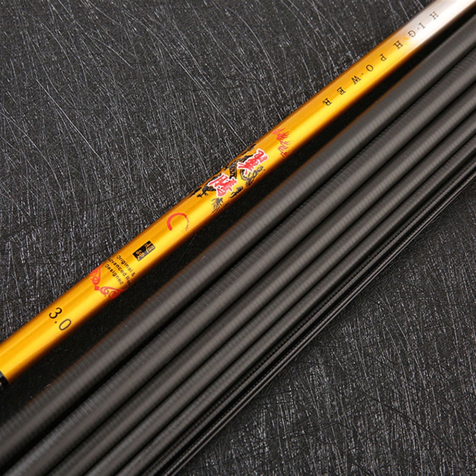 Wędka Pręt wędkarski podróżny, Super Light Fiber Carbon 2. 1m ~ 4,5 m. Teleskopowy wędki Ręka Ręka Ręk Pałki Karp Przenośna wędka podróżna (Color : YELLOW, Length : 3.0 m)
