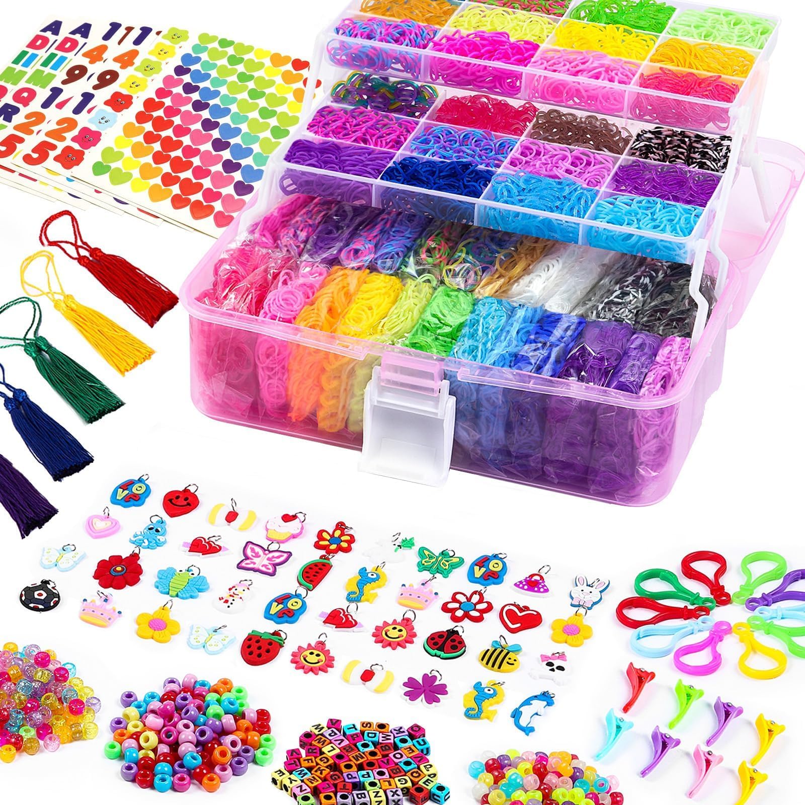 FunzBo 18000+ Loom Bands Kit, 28 Colours Rubber Band Bracelet Making Kit, Kids Girls Friendship Elastic Bracelet Making Set, Arts Crafts Birthday Gifts for Girls Age 4 5 6 7 8 9 10