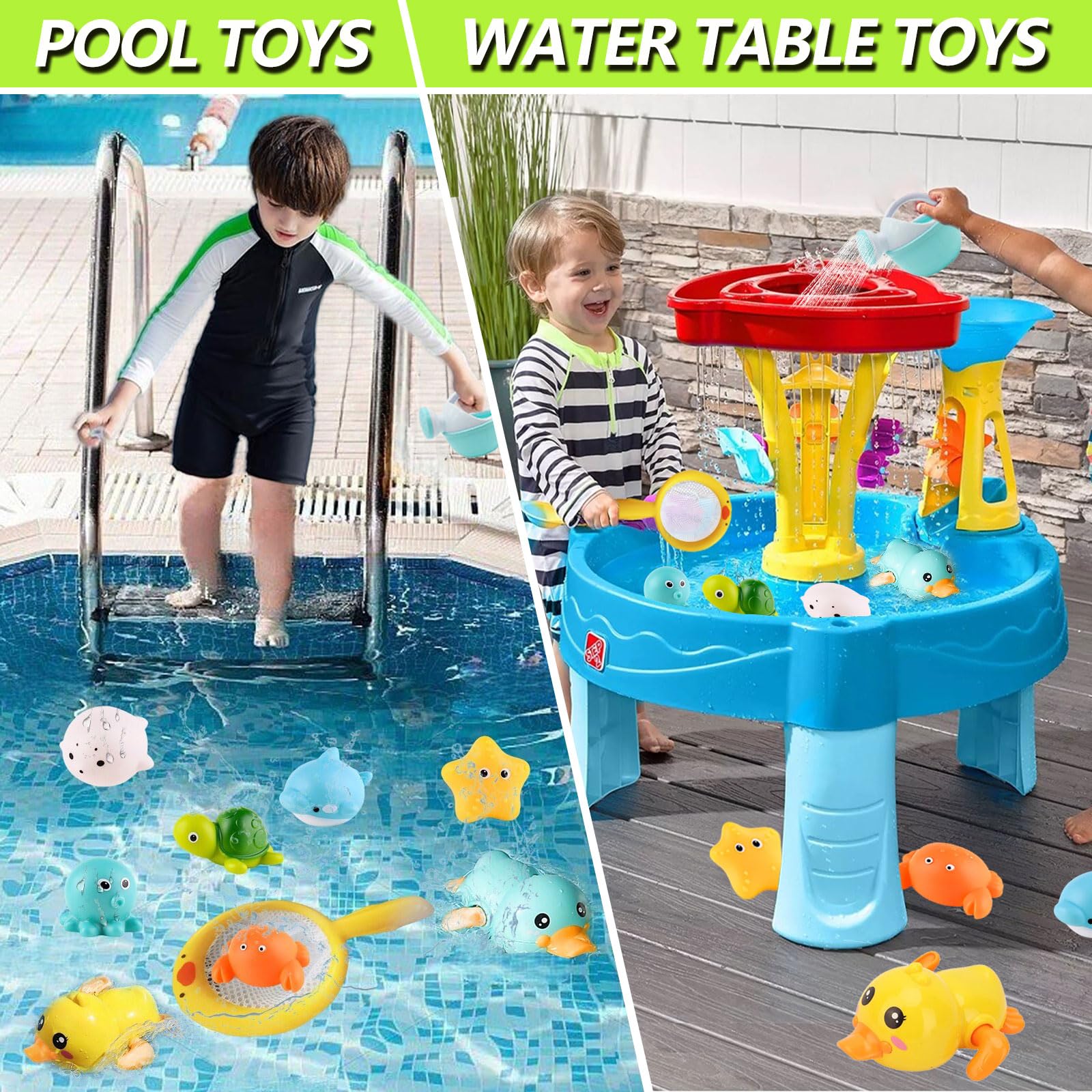 Bath Time Toys Baby Bath Toys Set - No Hole Ocean Animals With Wind-up ...