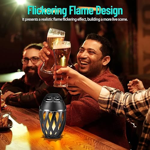 Miniatura 2 de Paquete de 2 altavoces Bluetooth para exteriores, impermeables, inalámbricos, regalos de cumpleaños para hombres, papá, luz ambiental de llama LED,