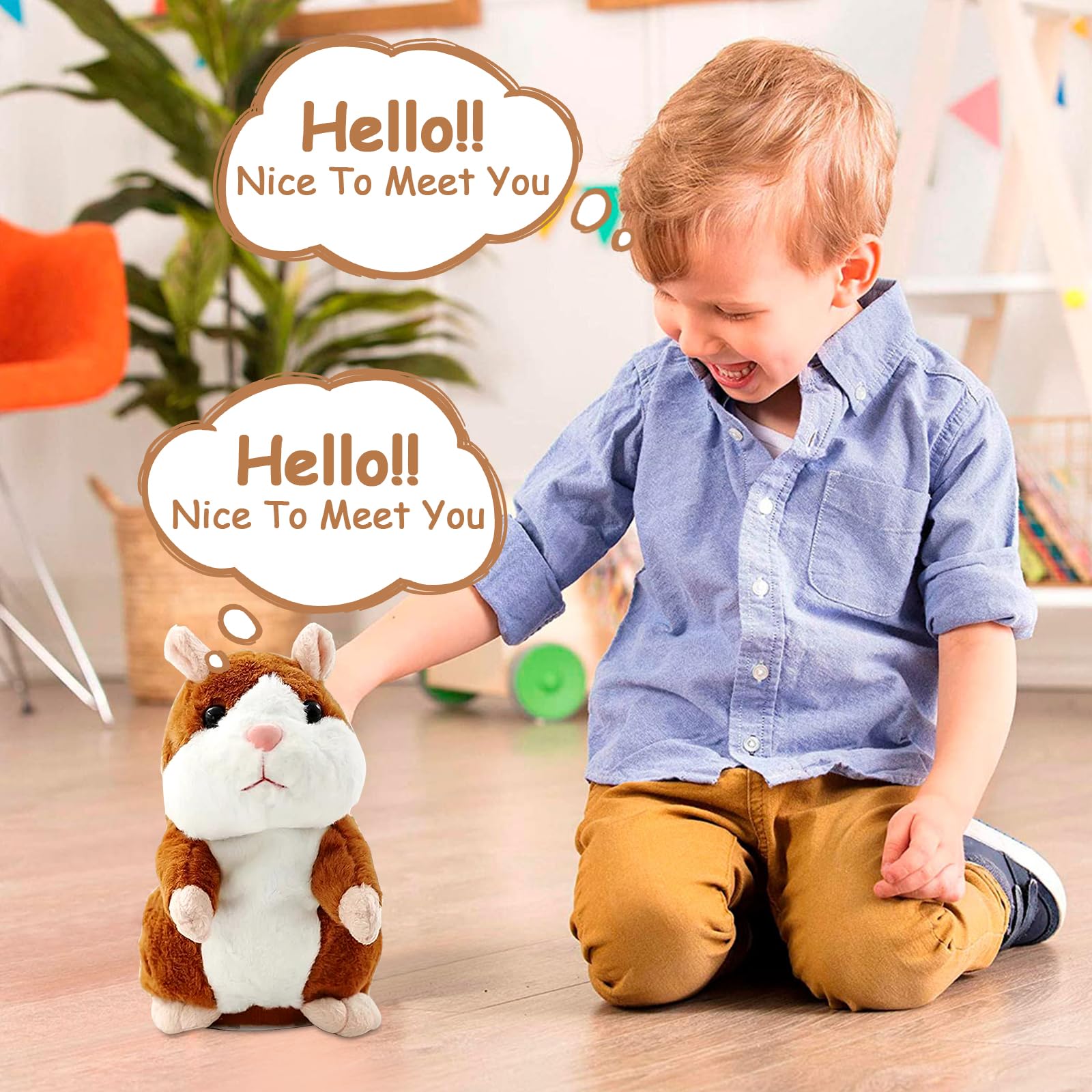 JOKILY Hámster parlante, hámster que habla, juguete de peluche para hámster, juguetes de peluche para niños, juguetes de peluche para niños, regalo de cumpleaños infantil