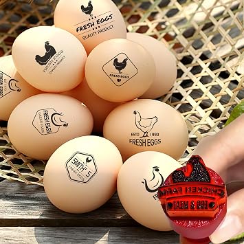 Custom Egg Stamps for Fresh Eggs Personalized, Personalized Chicken Egg Stamp with Logo Name, Customized Egg Stamper for Chicken Eggs, Custom Rubber Stamps for Farm Chicken Coop Branding 1.2"