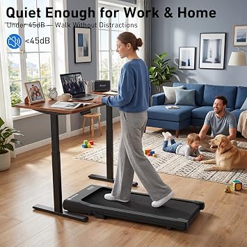 DeerRun Walking Pad Treadmill with Incline, Under Desk Treadmill for Home