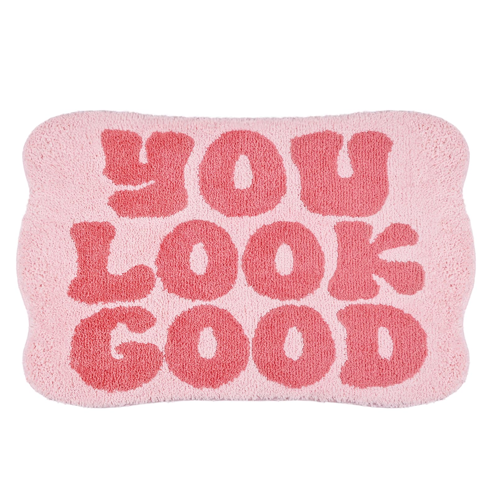Yonchic You Look Good Bathroom Rugs, Soft Thick Microfiber, Funny Cute Pink Bath Accessories Mat, 20"x32" Water Absorbent Non Slip Washable Mat for