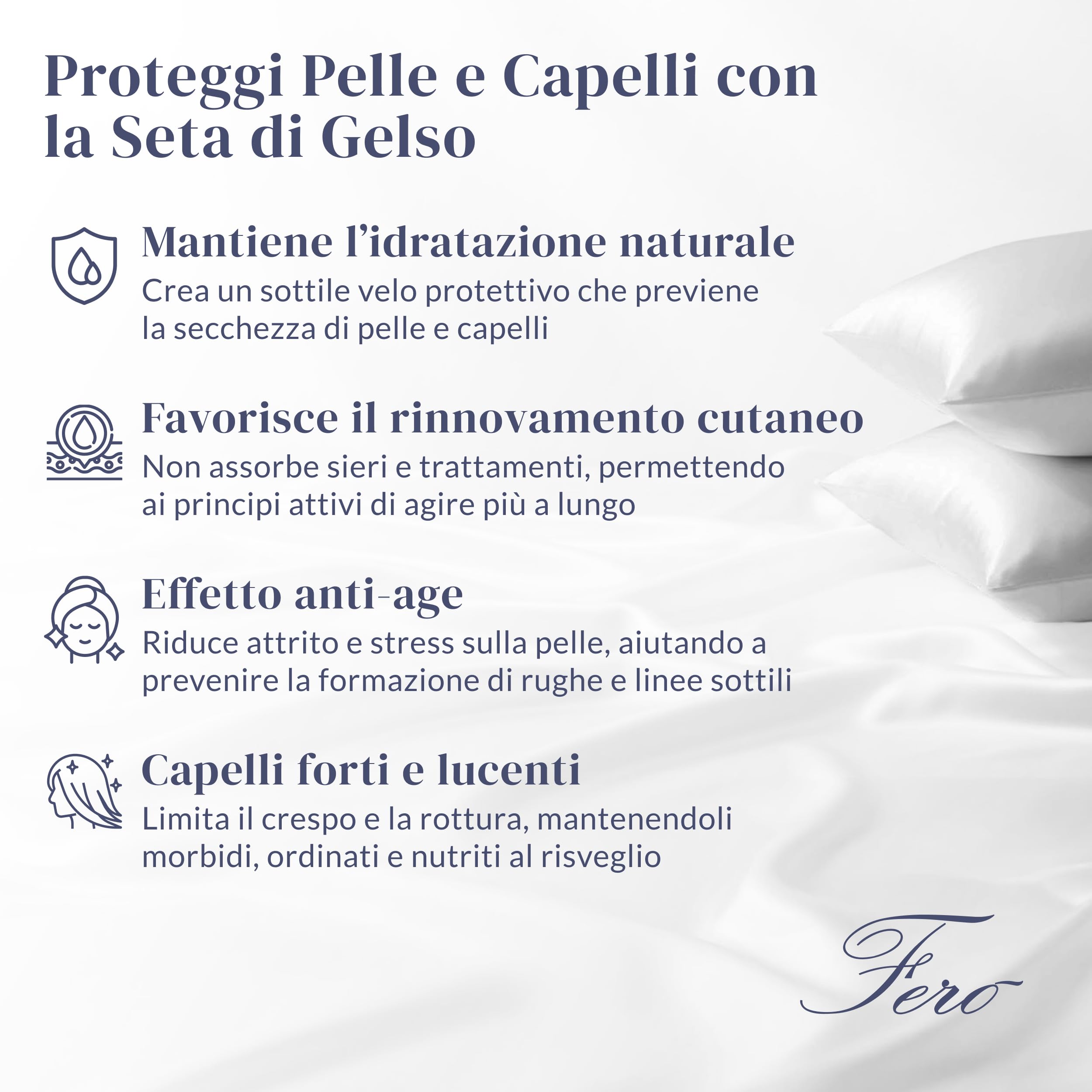 Ferò Federa Seta Cuscino 50x80 cm, 100% Naturale Silk di Gelso, 22 Momme Grado 6A, Certificata OEKO-TEX, Federa di Lusso Ipoallergenica per Capelli e Pelle, Perfetta Idea Regalo, Argento