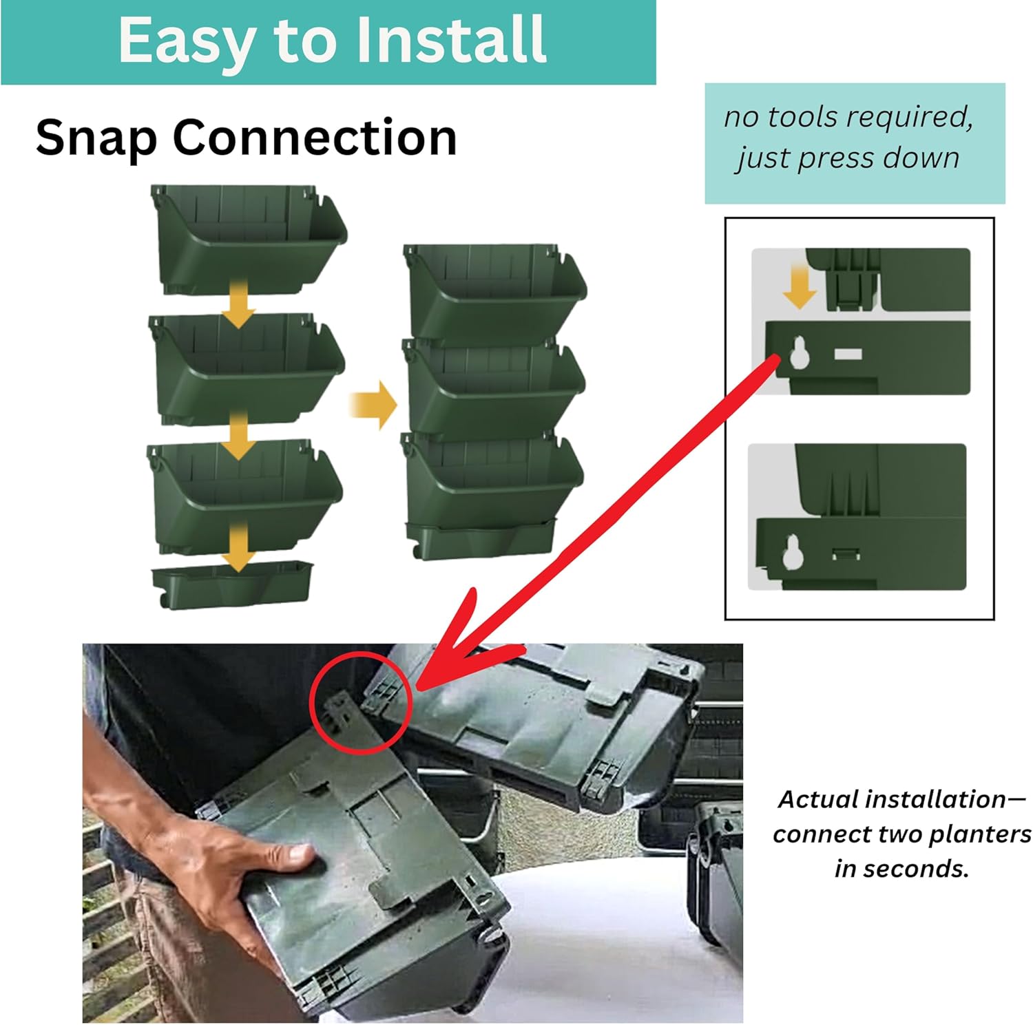 LaLaGreen Vertical Garden Planter - 8 Pack, 13 inch Dark Green Wall Mounted Pots for Garden Green Wall, Plant Wall, Plastic Holder Porch, Fence and Railings Outdoor Planters Decor Balcony