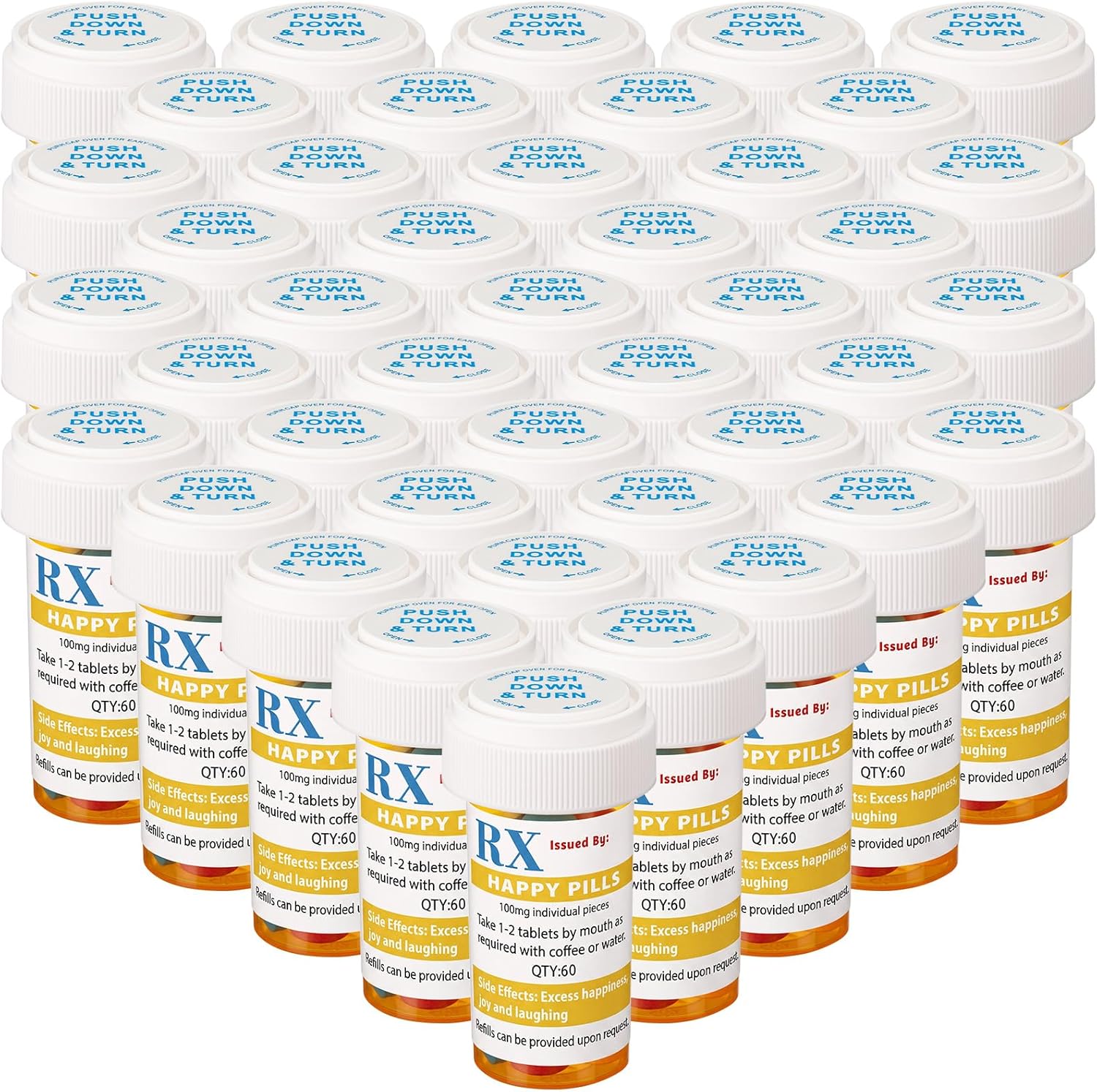 50 Set Nursing Graduation Party Supplies 50 Empty Pill Bottles with Caps Plastic Medicine Containers with 50 Sticky Label Pill Vial for Nurse Party Favors Serve(16 Dram)