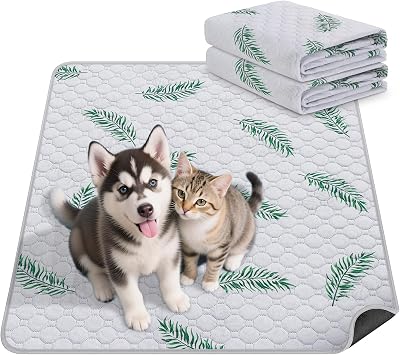 Washable Dog Pee Pads, Non-Slip Waterproof, 24 x 36 in, 2 Pack, Leaf
