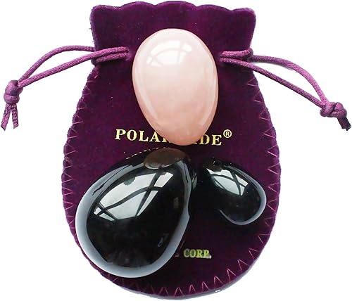 Miniatura 11 de Juego de 3 huevos de piedras preciosas – jade nefrita, cuarzo rosa y obsidiana negra, tamaño L/M/S, 3 tamaños, perforado, incluye instrucciones y L