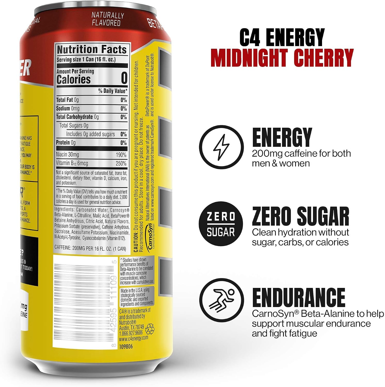 C4 Energy Carbonated Zero Sugar Energy Drink, Pre Workout Drink + Beta Alanine, Variety Pack, 16 Fluid Ounce Cans (Pack of 20)