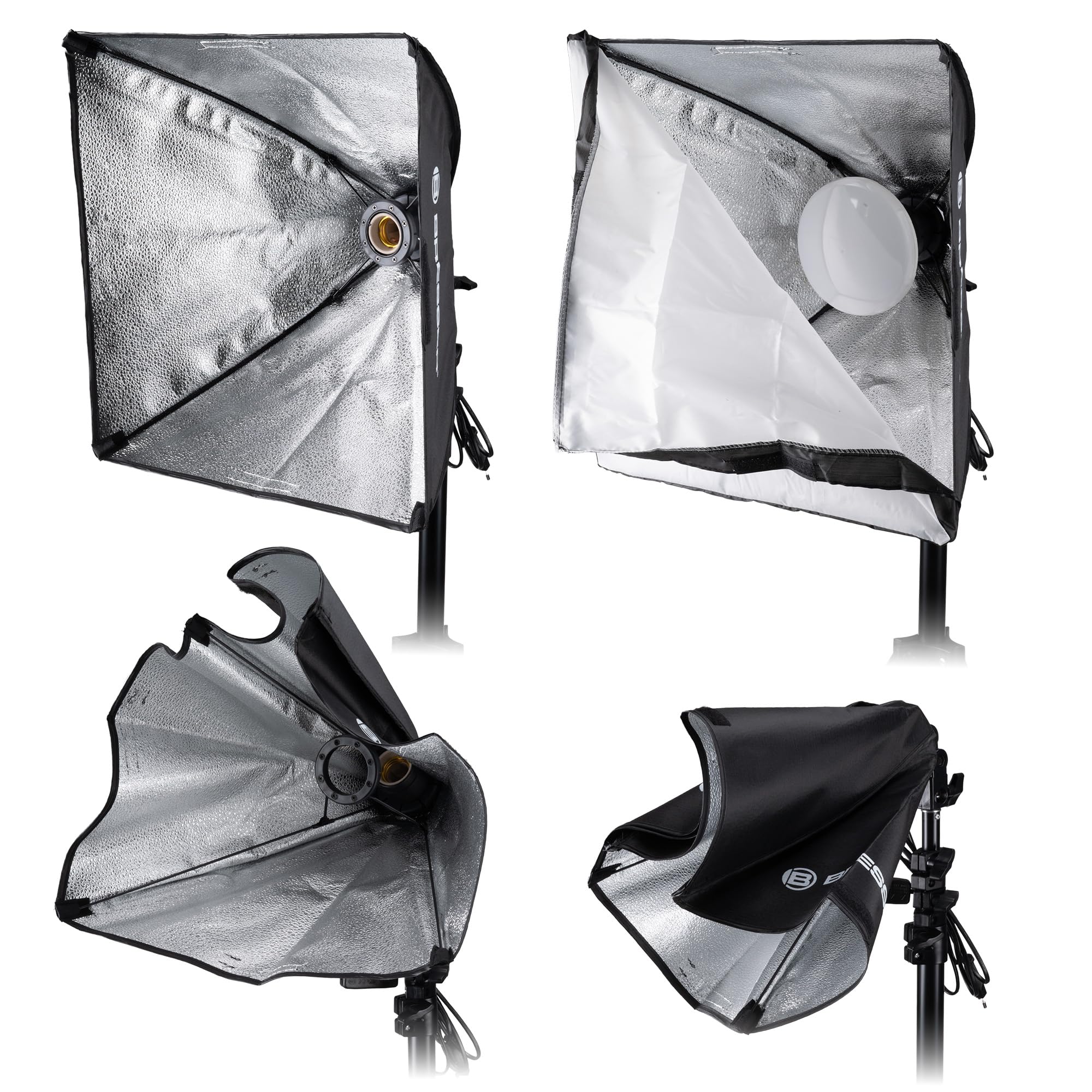 Bresser BR-170C Kit Éclairage LED Studio Photo Video 5500K - 2 Softbox 40x40cm avec Trépieds Réglables 75-180cm, CRI>90, 50W pour Vlog Portrait Streaming