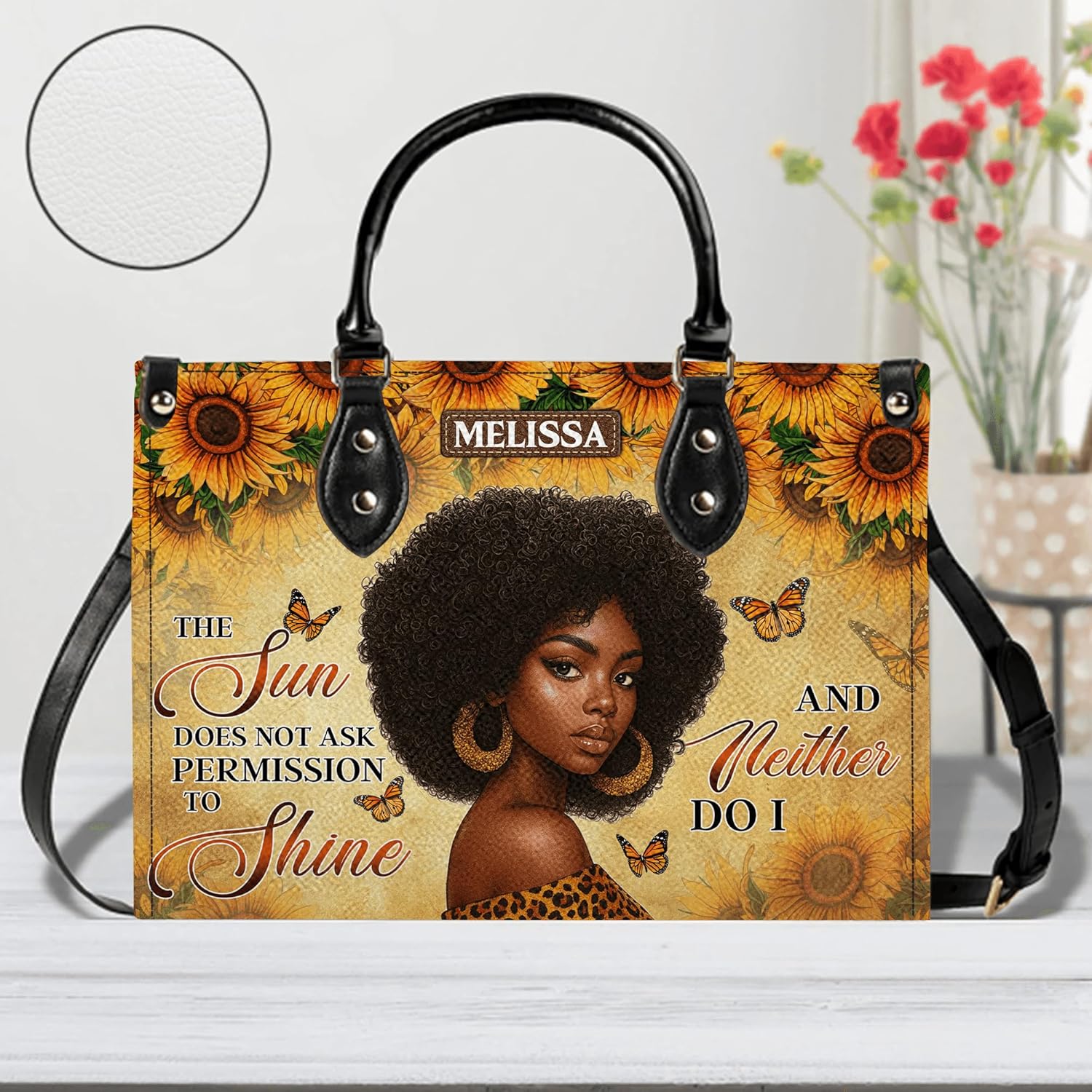 Personalized Leather Handbag for Black Women, Custom African Purse Bag Set, Birthday Christmas Gifts for Mom - Image 2