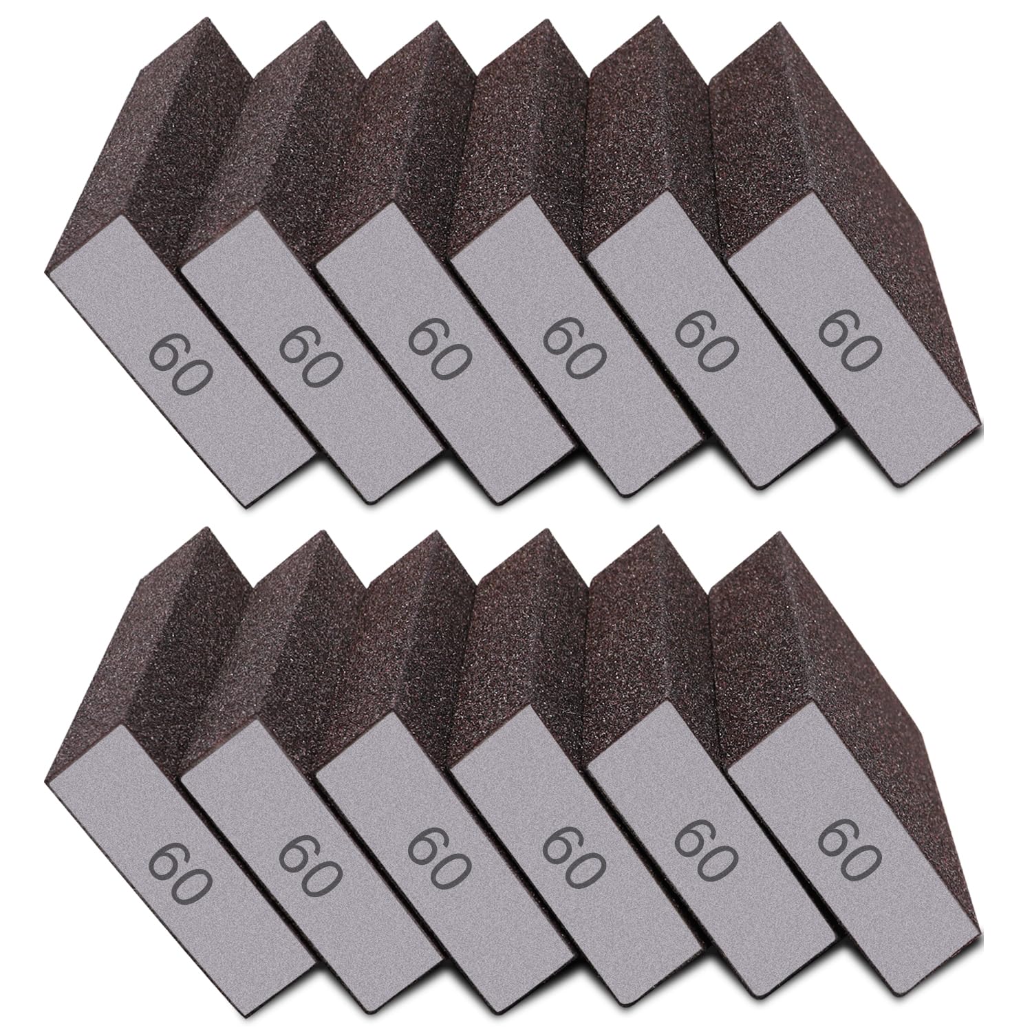 12Pcs Sanding Sponge 60 Grit Coarse Sanding Blocks for Drywall Metal Wood Washable and Reusable