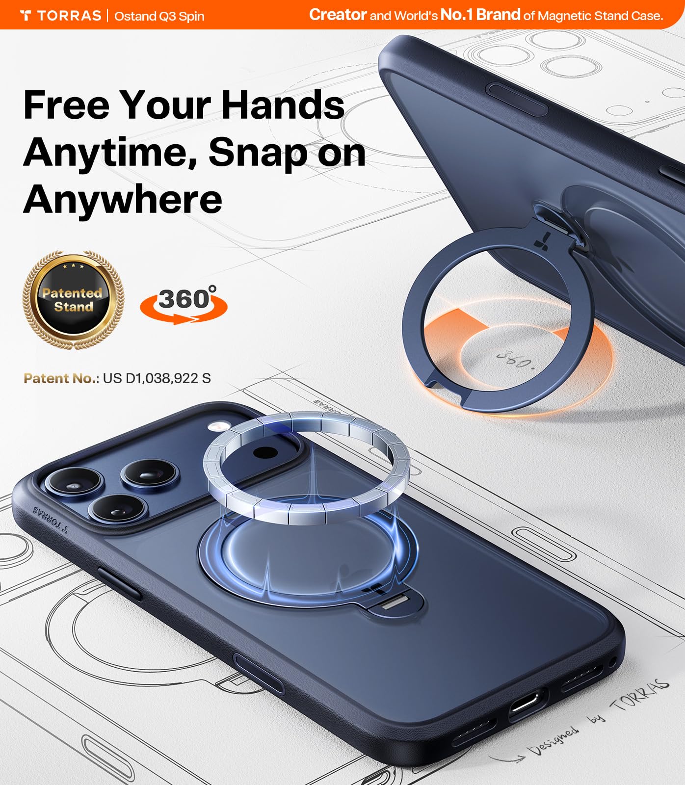 Amazon.com: TORRAS Q3 Spin for iPhone 17 Pro Max Case with