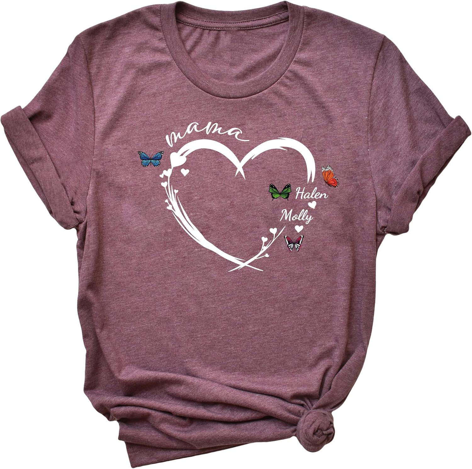 Personalized Floral Heart Mommy Shirt, Custom Mama Shirt, Mom with Kids Names, Gift for Mom, Mother Heart Flower Shirt, Mother's Day Gift - Image 4