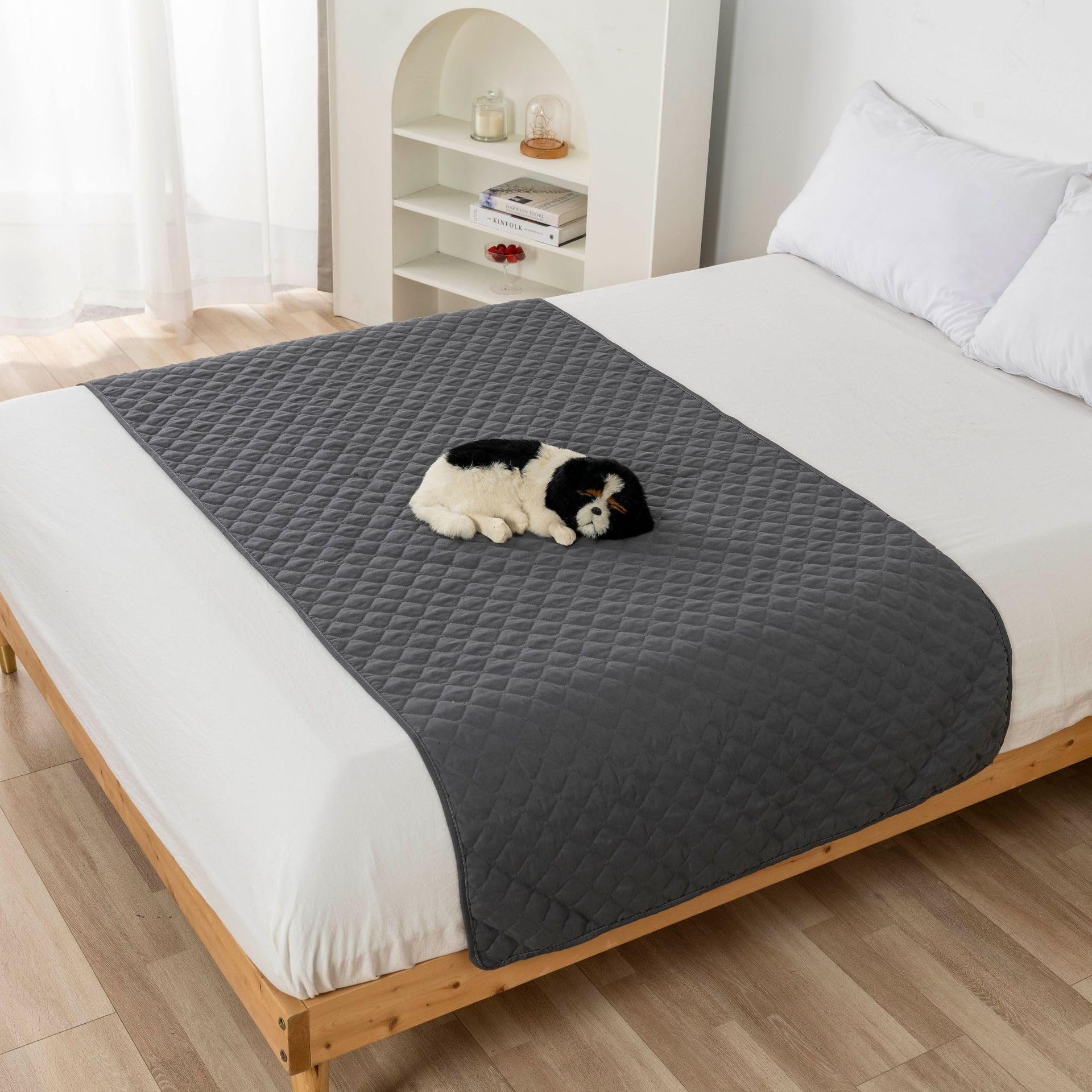 FANSU Absorbent Puppy Pads, Non-Slip Puppy Training Pads Reusable Dog Mat Washable Dog Training Pads Large Puppy Pads for Bed (130x210cm,Dark Gray)