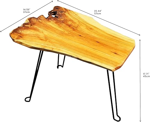 Miniatura 2 de Colección PJ Mesa de centro de borde vivo, mesa de centro pequeña, mesa auxiliar plegable y ligera, mesa de centro de madera natural, mesa de borde