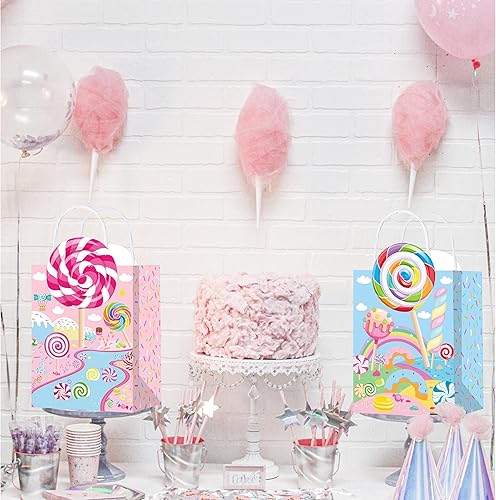 Miniatura 8 de C L cooper life 12 bolsas de regalo de fiesta de Candyland con asas, bolsas de regalo para fiestas temáticas de piruletas, suministros para fiesta