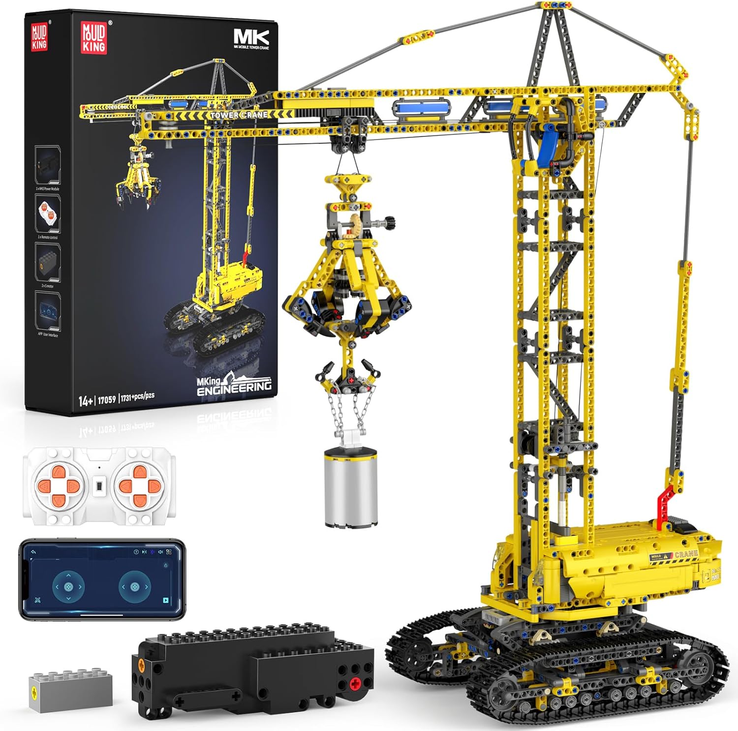 Mould King RC Construction Excavator Building Sets, 13112 Engineering Model Kits with APP Remote Control, STEM Construction Vehicle Sets for Adults & Teens 14+ (2169 Pcs)