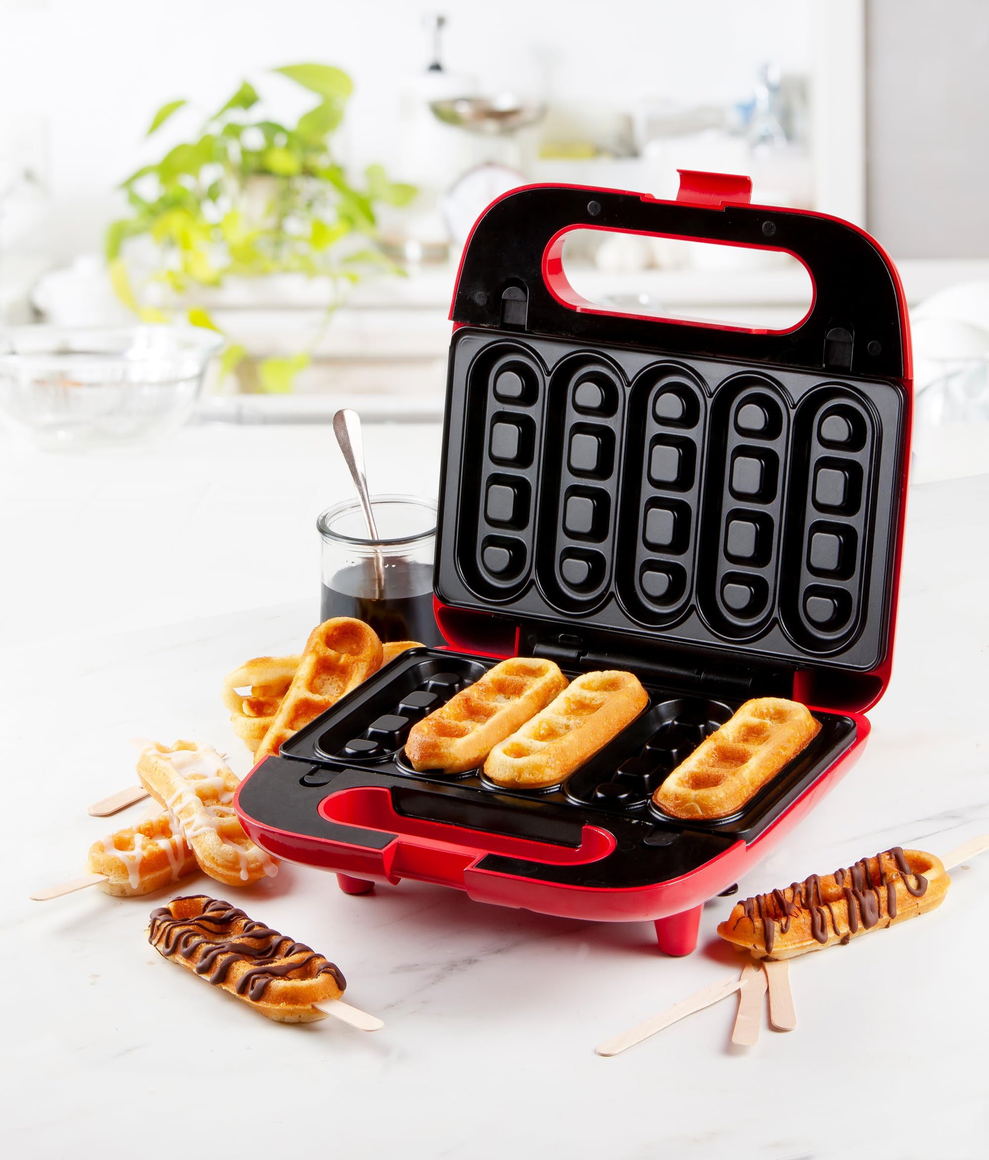 Domo DO9242W 5 en 1 Snack Party Maker Plastoc/Metal, 750 W, Rojo