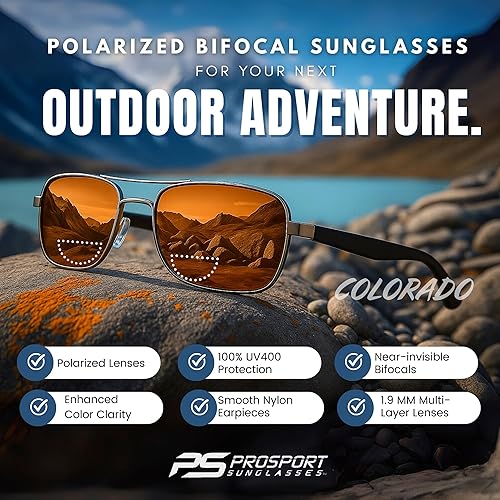 Miniatura 2 de proSPORT Aviator - Lentes de sol bifocales polarizados para lectura para hombres y mujeres, unisex. Lector solar bifocal tintado con aumento