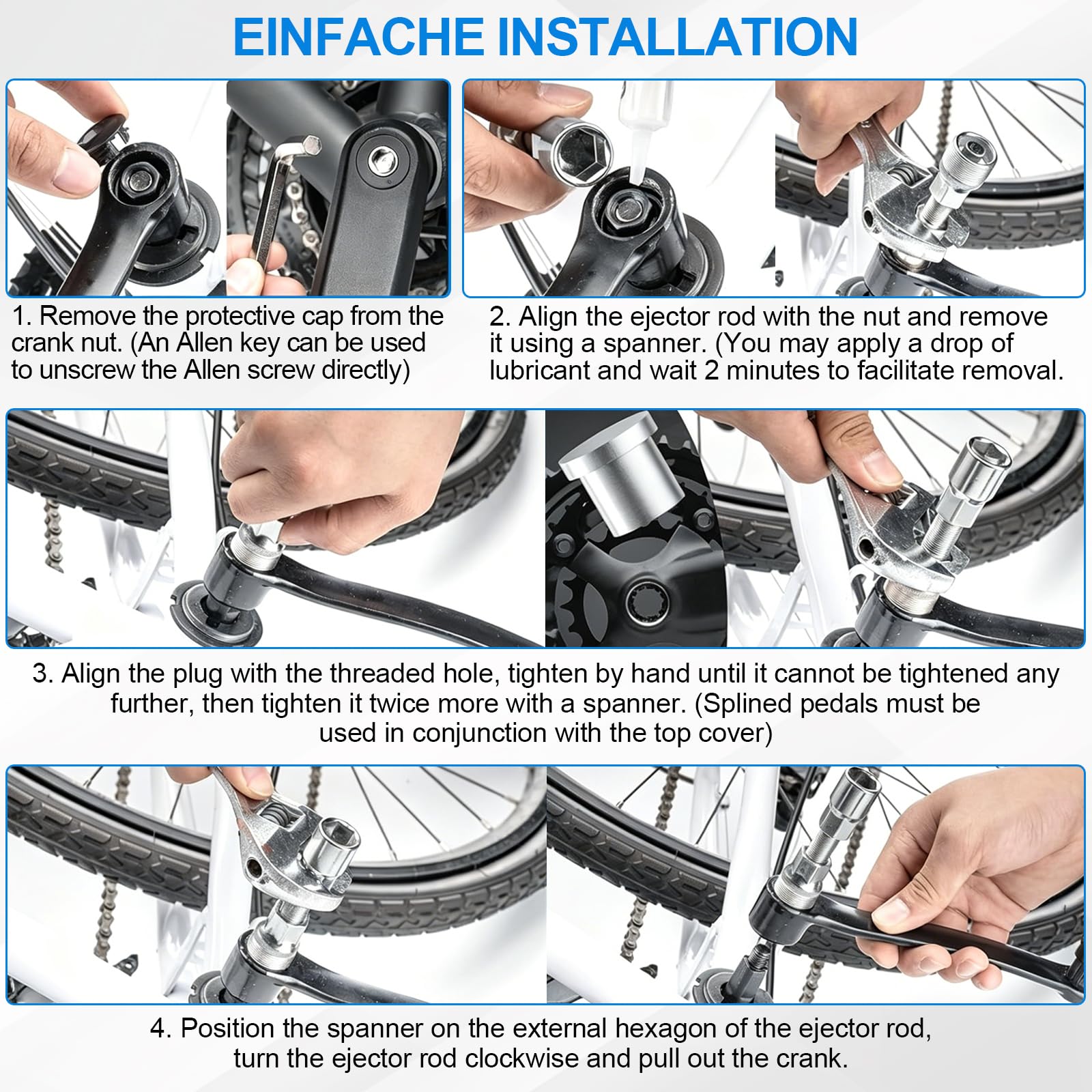 Estrattore pedivella per bicicletta per chiave da 14 mm, chiave da 16 mm, strumento universale per movimento centrale, estrattore per pedivella compatibile con Shimano, ISIS, Bosch) Octalink, tappo a